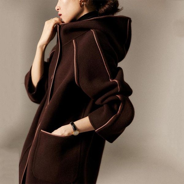 women's wool & blends women elegant coat fashion big pocket hooded overcoat female autumn winter warm casual outwear loose, Black
women's wool & blends women elegant coat fashion big pocket hooded overcoat female autumn winter warm casual outwear loose, Black