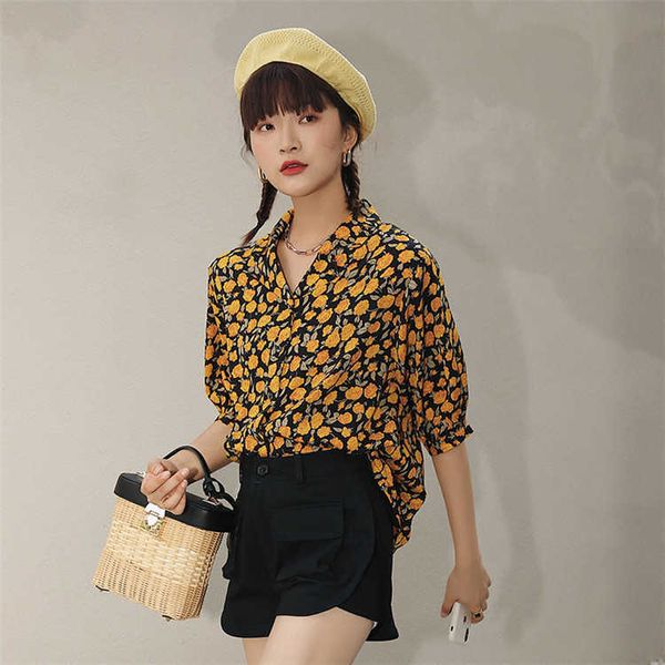 orange floral shirt women summer retro hong kong style short-sleeved casual printing bottoming 210527, White
orange floral shirt women summer retro hong kong style short-sleeved casual printing bottoming 210527, White