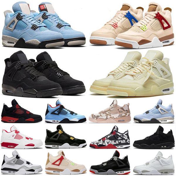 2021 white oreo 4 4s basketball shoes university blue black cement pure money trainers silt red splatter metallic green purple men women sne