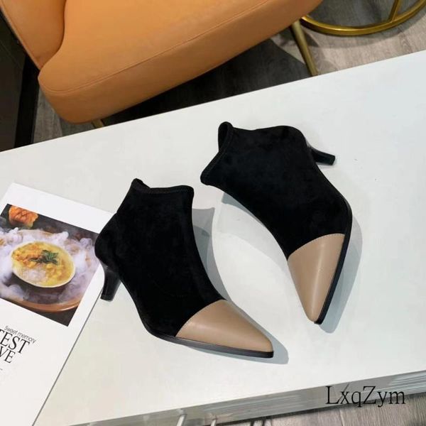 boots lxqzym brand design women thin high heels ankle pointed toe sheepskin flannel splicing short ladies office shoes, Black
boots lxqzym brand design women thin high heels ankle pointed toe sheepskin flannel splicing short ladies office shoes, Black