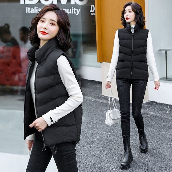 autumn and winter warm stand collar cotton fashion easy to wear solid color sleevels cardigan women's casual vt, Black;white
autumn and winter warm stand collar cotton fashion easy to wear solid color sleevels cardigan women's casual vt, Black;white