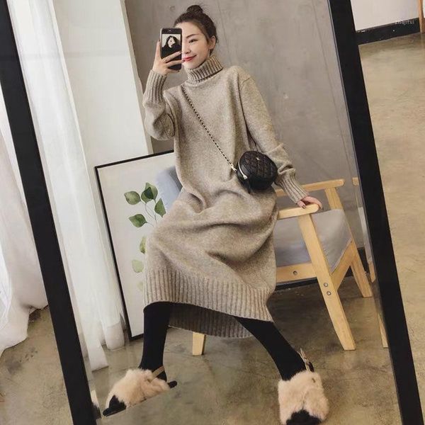 women's long sweater casual solid knitted loose thick turtleneck pullovers for winter elegant female sweaters, White;black
women's long sweater casual solid knitted loose thick turtleneck pullovers for winter elegant female sweaters, White;black