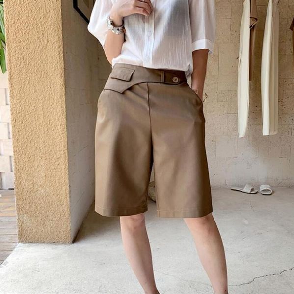 women's shorts 2021 summer suit women fashion high waist loose casual straight female knee length szorty damskie w1257, White;black
women's shorts 2021 summer suit women fashion high waist loose casual straight female knee length szorty damskie w1257, White;black