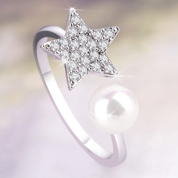cluster rings elegant female 925 sterling silver pearl open ring exquisite women's wedding rhinestone star charming party jewelry gift, Golden;silver
cluster rings elegant female 925 sterling silver pearl open ring exquisite women's wedding rhinestone star charming party jewelry gift, Golden;silver