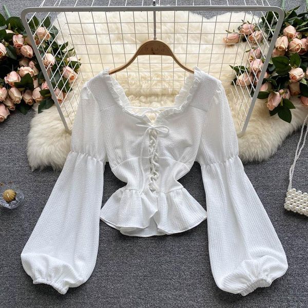 women's blouses & shirts a381 women fashion wooden ear v neck single-breasted slim autumn long sleeve chiffon shirt short blouse, White
women's blouses & shirts a381 women fashion wooden ear v neck single-breasted slim autumn long sleeve chiffon shirt short blouse, White