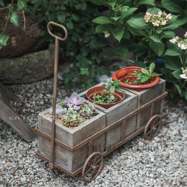 vases three grid trolley flower stand garden courtyard iron wood multi- pot retro and old balcony decorations
vases three grid trolley flower stand garden courtyard iron wood multi- pot retro and old balcony decorations