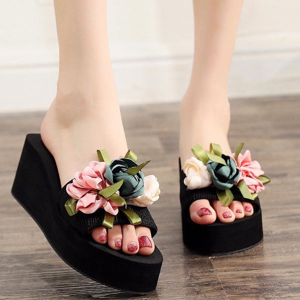 slippers 3-6 cm high heel women's summer wear flat sandals flowers seaside vacation ladies plus size flip-flops womans shoes, Black
slippers 3-6 cm high heel women's summer wear flat sandals flowers seaside vacation ladies plus size flip-flops womans shoes, Black