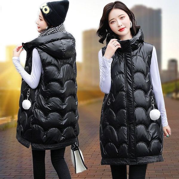 women's vests glossy long winter solid hooded zipper warm ladies casual sleeveless jacket pockets puffer waistcoat outwear m827, Black;white
women's vests glossy long winter solid hooded zipper warm ladies casual sleeveless jacket pockets puffer waistcoat outwear m827, Black;white