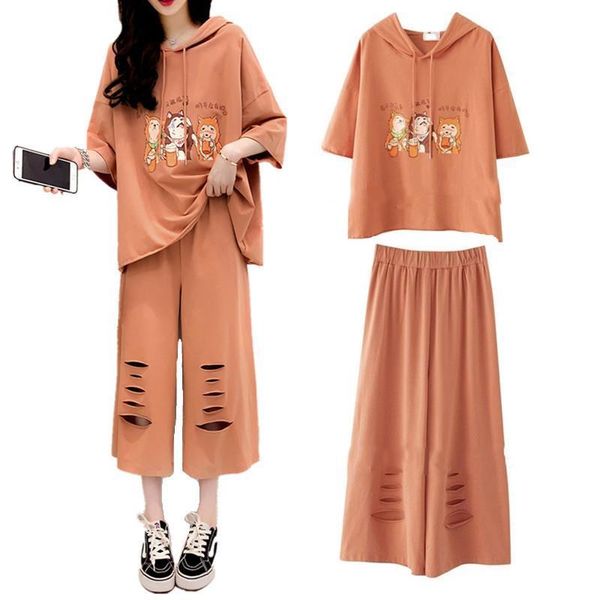 two piece set loose casual women tracksuits streetwear cartoon low dog print hooded t shirt hollow out wide leg pants, Gray
two piece set loose casual women tracksuits streetwear cartoon low dog print hooded t shirt hollow out wide leg pants, Gray