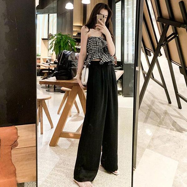 women's pants & capris ladies style super comfortable trousers elegant wide-leg temperament high waist drawstring belt all-match, Black;white
women's pants & capris ladies style super comfortable trousers elegant wide-leg temperament high waist drawstring belt all-match, Black;white