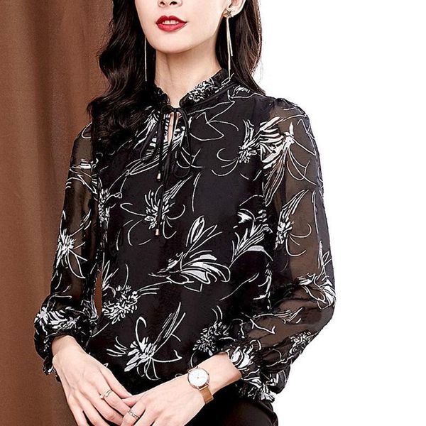 women's blouses & shirts floral chiffon blouse summer 2021 fashion long-sleeved lace bottoming blusas mujer, White
women's blouses & shirts floral chiffon blouse summer 2021 fashion long-sleeved lace bottoming blusas mujer, White