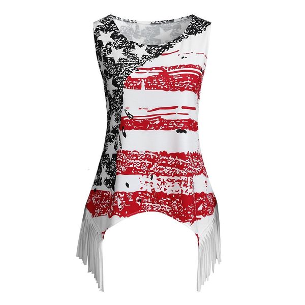 feitong large size tunic shirt women stars flag print tassels blouse sleeveless o-neck casual for 4th of july, White
feitong large size tunic shirt women stars flag print tassels blouse sleeveless o-neck casual for 4th of july, White