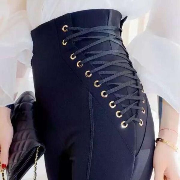 women's pants & capris spring lace up design high waisted women pencil pantalones mujer females calcas femininas, Black;white
women's pants & capris spring lace up design high waisted women pencil pantalones mujer females calcas femininas, Black;white