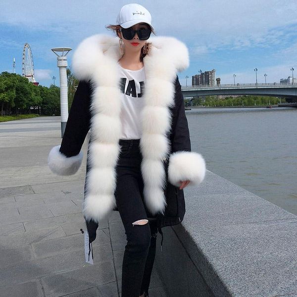 women's fur & faux real collar hooded winter jacket women 2021 warm coat female long parka fashion slim brand outerwear, Black
women's fur & faux real collar hooded winter jacket women 2021 warm coat female long parka fashion slim brand outerwear, Black