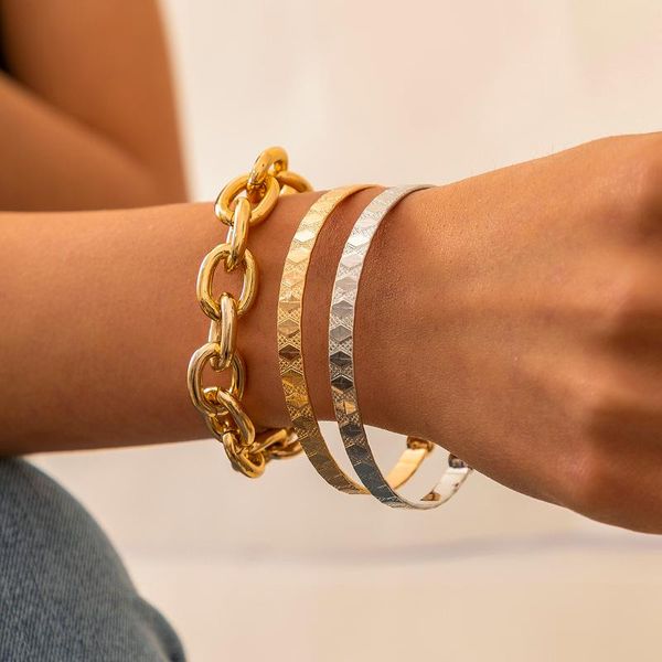 link, chain bohemian thick chains bangle bracelet for women/girl gold/silver color set 2021 fashion hand jewelry party gift, Black
link, chain bohemian thick chains bangle bracelet for women/girl gold/silver color set 2021 fashion hand jewelry party gift, Black