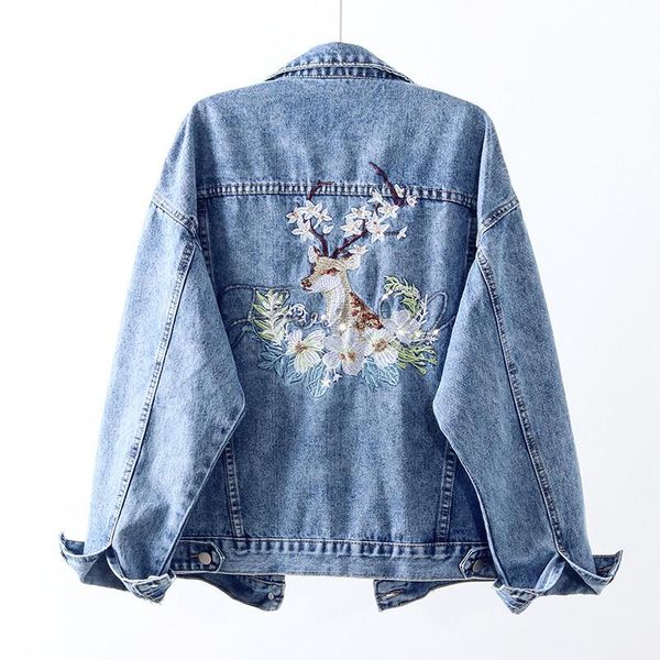 women's jackets autumn loose harajuku vintage sequins flower deer embroidery hole denim jacket women streetwear casual jean ropa de muj, Black;brown
women's jackets autumn loose harajuku vintage sequins flower deer embroidery hole denim jacket women streetwear casual jean ropa de muj, Black;brown