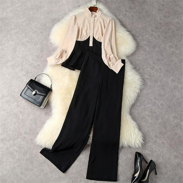 women's two piece pants autumn winter 2021 women office trousers suits designer patchwork ruffles flocking blouse + set femme ropa muje, White
women's two piece pants autumn winter 2021 women office trousers suits designer patchwork ruffles flocking blouse + set femme ropa muje, White