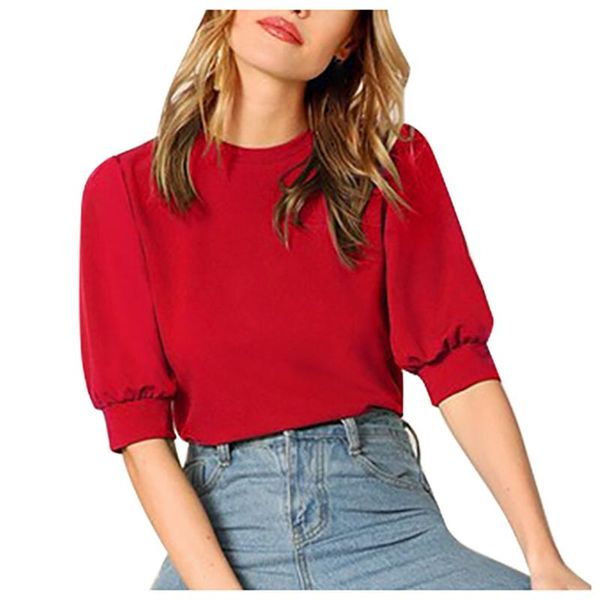 women's blouse women casual solid half sleeve narrow cuffs o neck pullover loose street female camisa mujer blouses & shirts, White
women's blouse women casual solid half sleeve narrow cuffs o neck pullover loose street female camisa mujer blouses & shirts, White