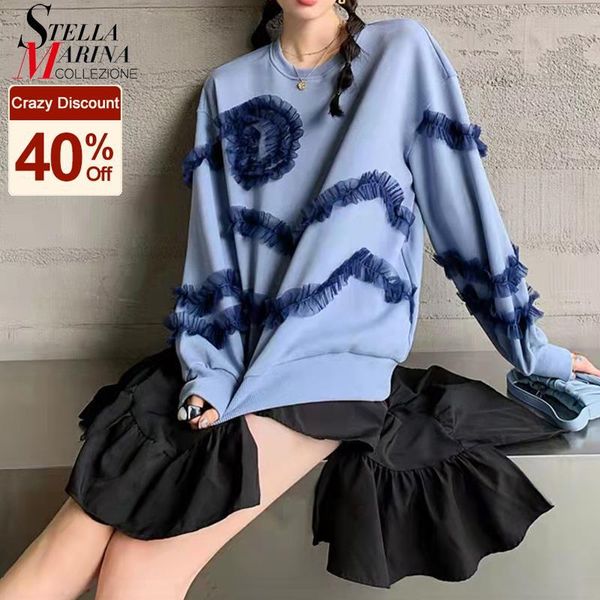 women's hoodies & sweatshirts 2021 mesh ruffles round woman korean style streetwear winter pullover sweatshirt oversize girls casual we, Black
women's hoodies & sweatshirts 2021 mesh ruffles round woman korean style streetwear winter pullover sweatshirt oversize girls casual we, Black