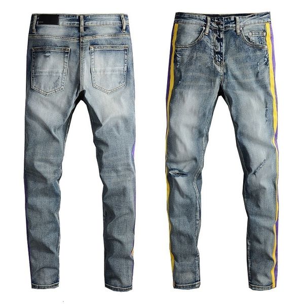 fashion us am casual hip hop high street worn out and wash splash ink color painting slim fitting jeans man #681, Blue
fashion us am casual hip hop high street worn out and wash splash ink color painting slim fitting jeans man #681, Blue