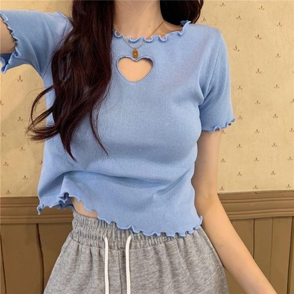 women's t-shirt women casual o-neck short sleeve summer japan style chic loving heart hollow out knitted t-shirts female sweet cute te, White
women's t-shirt women casual o-neck short sleeve summer japan style chic loving heart hollow out knitted t-shirts female sweet cute te, White