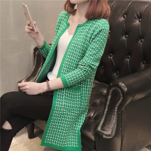 women's sweaters spring autumn plaid knitted cardigan pockets woman medium-long sweater coat long sleeve o-neck knitwear, White;black
women's sweaters spring autumn plaid knitted cardigan pockets woman medium-long sweater coat long sleeve o-neck knitwear, White;black