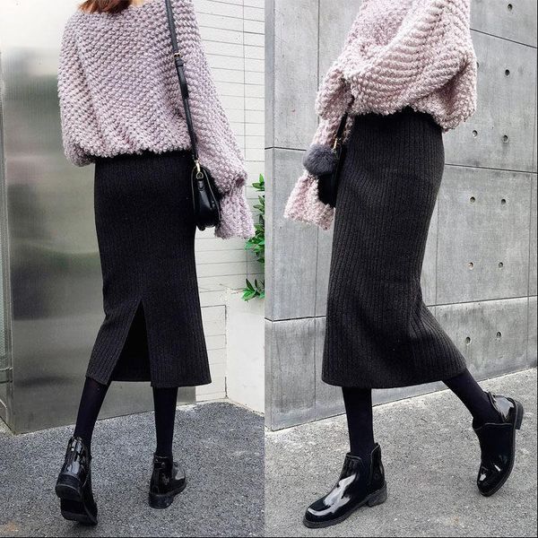 60 women skirts 70cm elastic band autumn winter warm knitted straight skirt ribbed mid long black
60 women skirts 70cm elastic band autumn winter warm knitted straight skirt ribbed mid long black