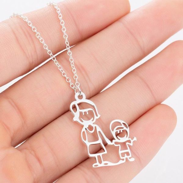 stainless steel family member necklace mother and child pendant necklaces, Silver
stainless steel family member necklace mother and child pendant necklaces, Silver