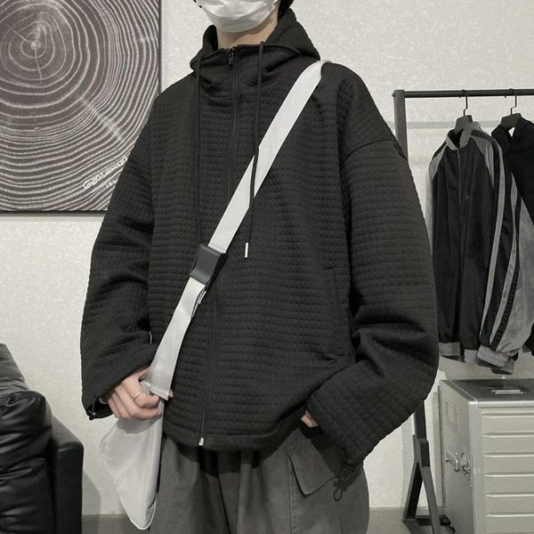 sweater men's spring and autumn casual ins simple waffle hooded jacket korean version of the wild tide loose hoodies & sweatshirts, Black
sweater men's spring and autumn casual ins simple waffle hooded jacket korean version of the wild tide loose hoodies & sweatshirts, Black
