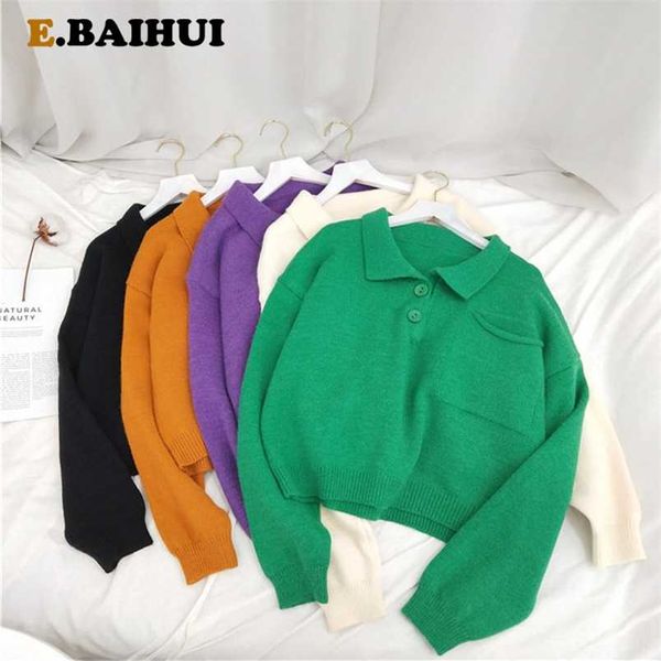 ebaihui autumn polo pullover sweater women loose turn down collar outerwear soft solid short knit sweaters 211007, White;black
ebaihui autumn polo pullover sweater women loose turn down collar outerwear soft solid short knit sweaters 211007, White;black