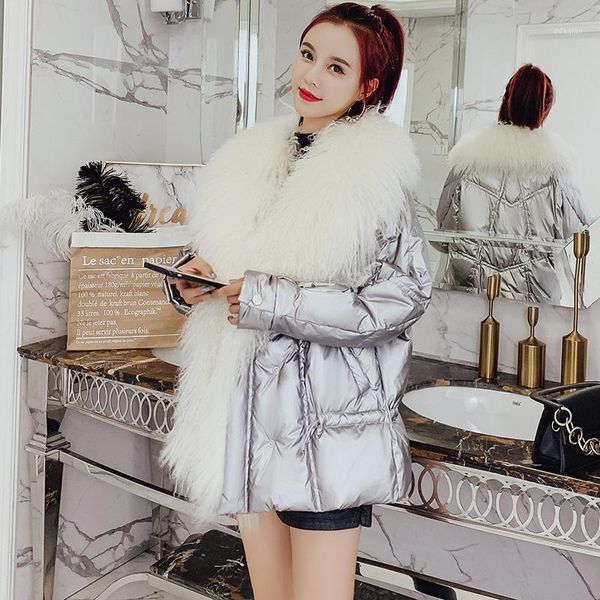 women's down & parkas natural wool large fur collar white duck jacket women winter coat 2021 glossy puffer jackets and coats for female, Black
women's down & parkas natural wool large fur collar white duck jacket women winter coat 2021 glossy puffer jackets and coats for female, Black