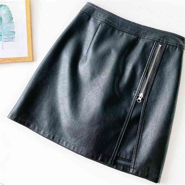 autumn& winter women black side slit a-line leather skirt high waist casual fashion mini 210527
autumn& winter women black side slit a-line leather skirt high waist casual fashion mini 210527
