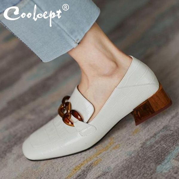 coolcept women pumps genuine leather chain square heel shoes fashion elegant ladies footwear size 33-40 dress, Black
coolcept women pumps genuine leather chain square heel shoes fashion elegant ladies footwear size 33-40 dress, Black