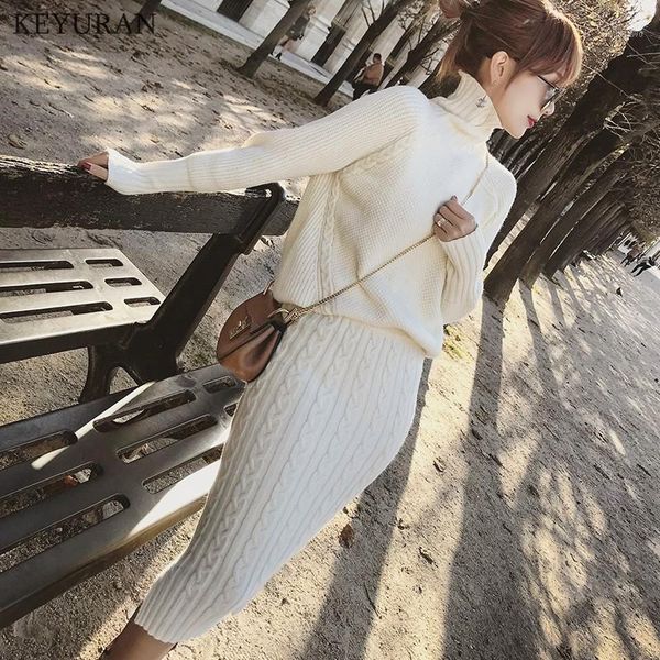 women's two piece pants twist knitted 2 set women long sleeve turtleneck pullover sweater + split pencil skirt lady runway knitting sui, White
women's two piece pants twist knitted 2 set women long sleeve turtleneck pullover sweater + split pencil skirt lady runway knitting sui, White
