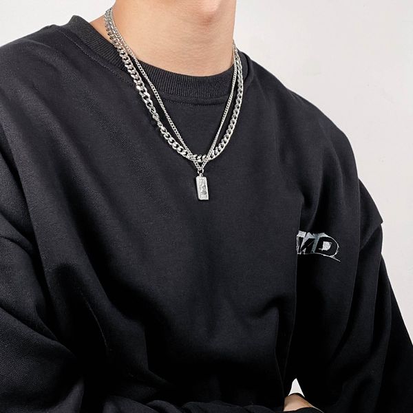 lovers double suit pendant hip hop necklace metal stainless steel chain wholesale items, Silver
lovers double suit pendant hip hop necklace metal stainless steel chain wholesale items, Silver