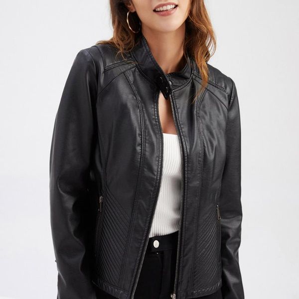 women's jackets woman pu punk motorcycle cool vintage simple trend thin plain zipper stand collar slim 2021 spring autumn fashion, Black;brown
women's jackets woman pu punk motorcycle cool vintage simple trend thin plain zipper stand collar slim 2021 spring autumn fashion, Black;brown