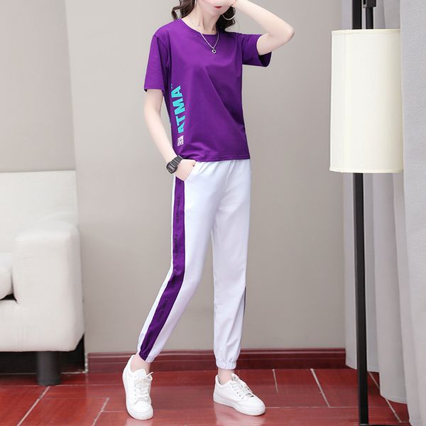 tracksuits sport suit summer tight purple short urban leisure printed cotton trousers women's sports sleeve, Gray
tracksuits sport suit summer tight purple short urban leisure printed cotton trousers women's sports sleeve, Gray