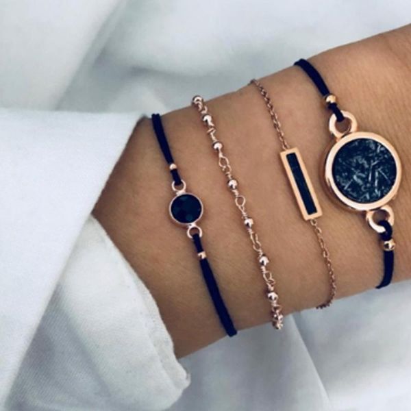 charm bracelets zhen tomomi 4pcs/set boho black gem stone bracelet set for women 2021 adjustable rope gold chain fashion jewelry, Golden;silver
charm bracelets zhen tomomi 4pcs/set boho black gem stone bracelet set for women 2021 adjustable rope gold chain fashion jewelry, Golden;silver
