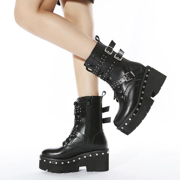 dress shoes metal rivet short boots europe and america thick soled locomotive side zipper large size women's, Black
dress shoes metal rivet short boots europe and america thick soled locomotive side zipper large size women's, Black