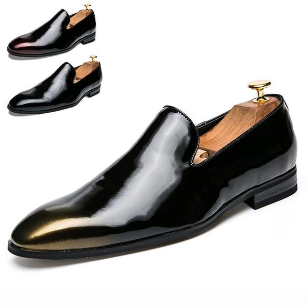 dress shoes british retro pointed toe men's business slip on patent leather oxford breathable soft men formal loafers 2.5, Black
dress shoes british retro pointed toe men's business slip on patent leather oxford breathable soft men formal loafers 2.5, Black