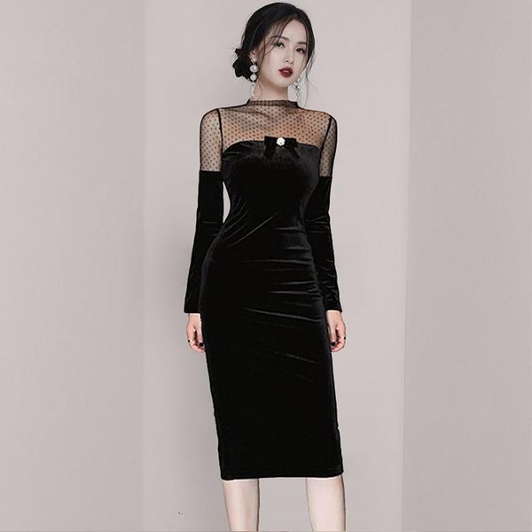 autumn winter style ladies elegant polka dot stitching mesh slim velvet bottoming black women's dress vestido casual dresses, Black;gray
autumn winter style ladies elegant polka dot stitching mesh slim velvet bottoming black women's dress vestido casual dresses, Black;gray
