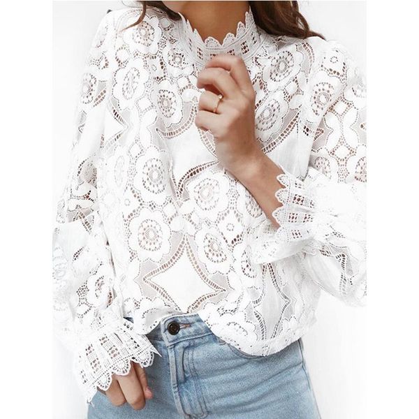 women's blouses & shirts hirigin women lace fashion cut out translucent horn long sleeve slim elegant white shirt
women's blouses & shirts hirigin women lace fashion cut out translucent horn long sleeve slim elegant white shirt