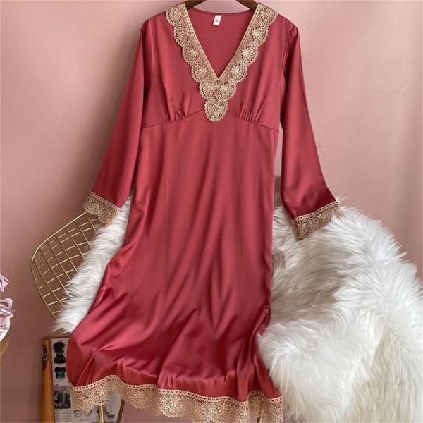 women's sleepwear satin nightgown v-neck women nightwear sleep summer long sleeve home ing gown intimate lingerie 4kgf, Black;red
women's sleepwear satin nightgown v-neck women nightwear sleep summer long sleeve home ing gown intimate lingerie 4kgf, Black;red
