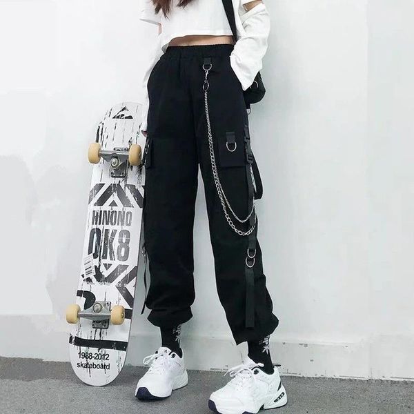 cargo harem fashion punk womens capri pockets jogger trousers with chain harajuku elastics high waist streetwear, Black;white
cargo harem fashion punk womens capri pockets jogger trousers with chain harajuku elastics high waist streetwear, Black;white
