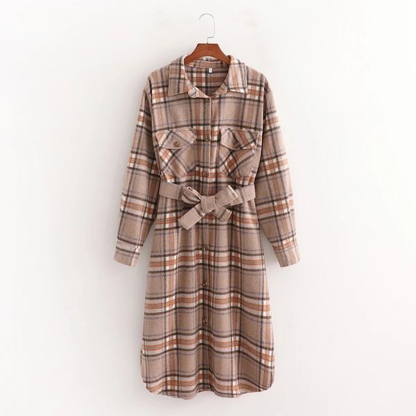 vintage elegant with sashes plaid woolen jacket women fashion lapel collar slim waist long coat female chic outerwear, Black;brown
vintage elegant with sashes plaid woolen jacket women fashion lapel collar slim waist long coat female chic outerwear, Black;brown