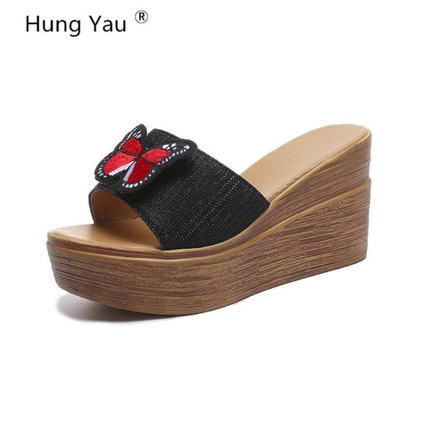 hung yau women sandals 8.5 cm slope heel thick bottom creepers female slippers wedges summer open toe flip flops size 8, Black
hung yau women sandals 8.5 cm slope heel thick bottom creepers female slippers wedges summer open toe flip flops size 8, Black