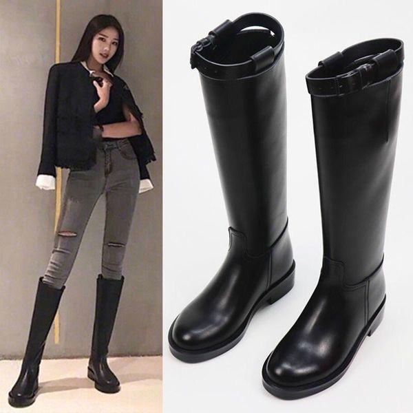 boots knee-high long tube zipper fashion belt buckle strap winter lace-up shoes women pure color high-heeled, Black
boots knee-high long tube zipper fashion belt buckle strap winter lace-up shoes women pure color high-heeled, Black
