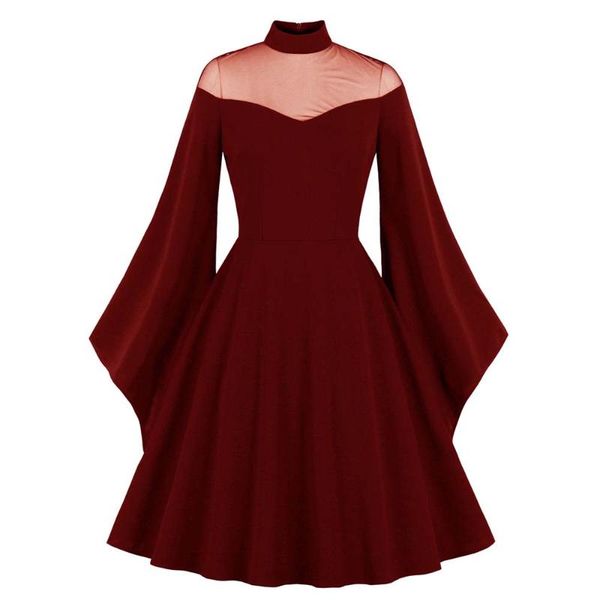 casual dresses autumn fashion retro dress black red lace hepburn temperament elegant v-neck bat sleeve swing for women 2021, Black;gray
casual dresses autumn fashion retro dress black red lace hepburn temperament elegant v-neck bat sleeve swing for women 2021, Black;gray