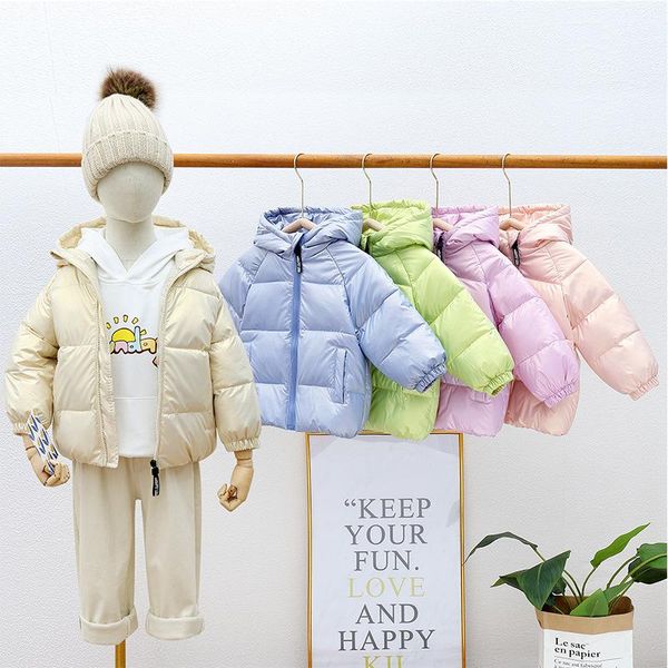 down coat 3-8 years girls boys short winter bright hooded jacket kids cotton thick warm outwear children clothing, Blue;gray 
down coat 3-8 years girls boys short winter bright hooded jacket kids cotton thick warm outwear children clothing, Blue;gray
