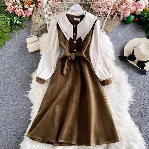 autumn and winter contrast color lapel slim mid-length skirt fake two age-reducing literary fan dresses hk168 210506, Black;gray
autumn and winter contrast color lapel slim mid-length skirt fake two age-reducing literary fan dresses hk168 210506, Black;gray